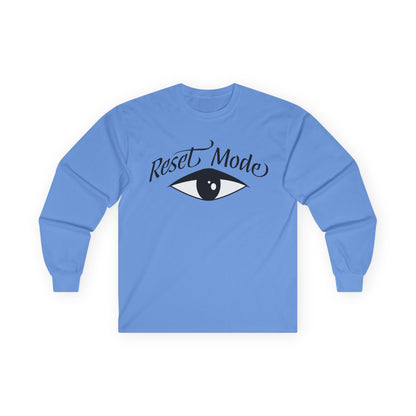 Reset Mode Long Sleeve Tee — Minimal Eye Graphic Spiritual Streetwear