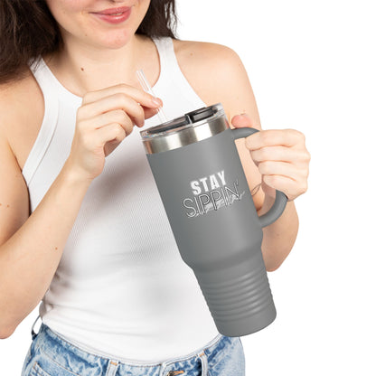 Stay Sippin' Insulated Travel Mug, Perfect for On-the-Go, 40oz Drinkware, Eco-Friendly, Great Gift for Coffee Lovers, Road Trips