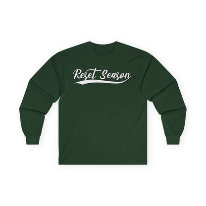 Long Sleeve Tee — "Reset Season" Script Graphic