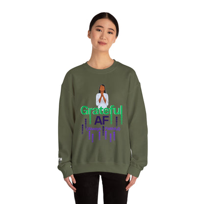 Women Grateful AF Crewneck Sweatshirt | Cozy Unisex Pullover for Thanksgiving, Gifts, and Everyday Wear