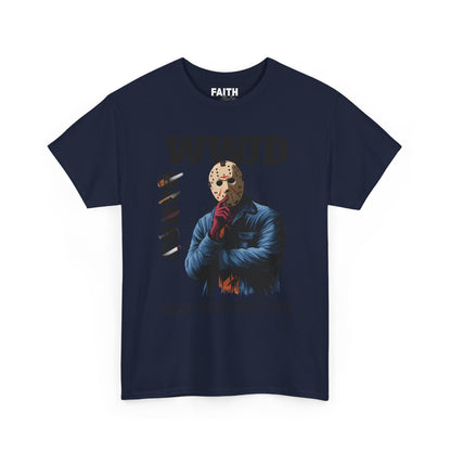 WWJD Unisex Heavy Cotton Tee, Graphic T-Shirt, Casual Wear, Gift for Him, Trendy Apparel, Statement Tee