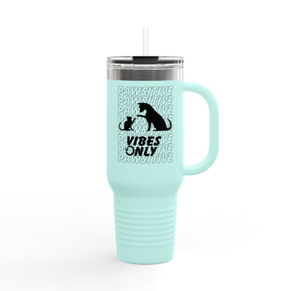 Insulated Travel Mug, 40oz-PAWSITIVE VIBES ONLY