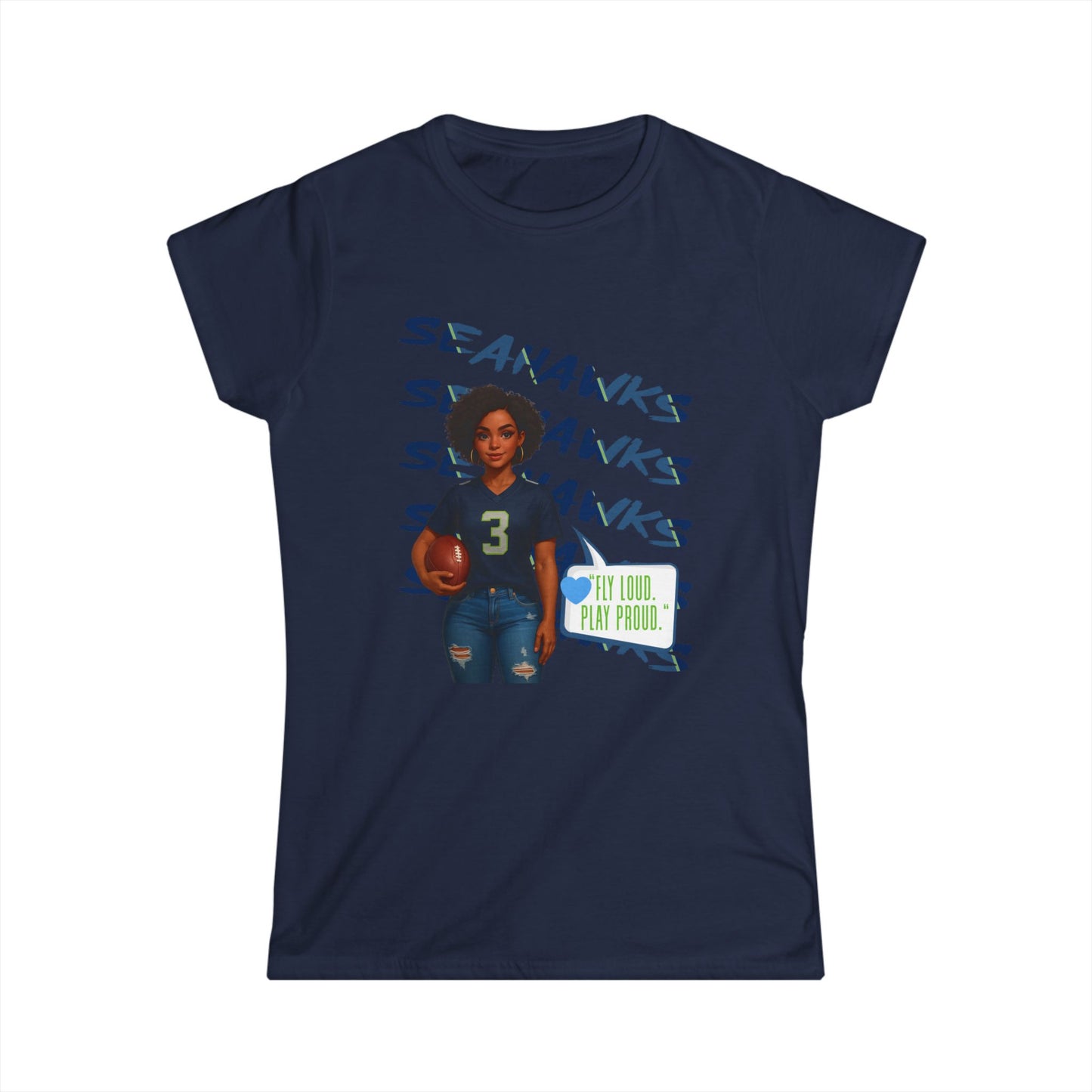 Women’s Football Fan Tee – Sporty Comfort, Seahawks Style, Perfect for Game Day, Casual Wear, Sports Enthusiasts, Gift Idea