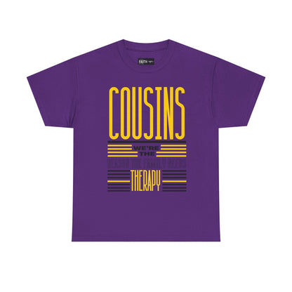 Cousins Therapy Tees, Family Reunion Shirt, Casual Wear, Gift for Cousins, Fun Family Quote Tee