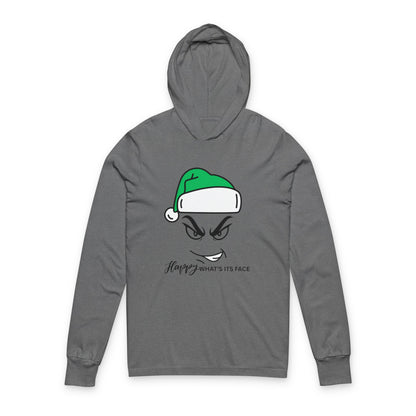 Mean Face Santa Hoodie Tee — "Happy? What's Its Face" Holiday Hooded Long Sleeve