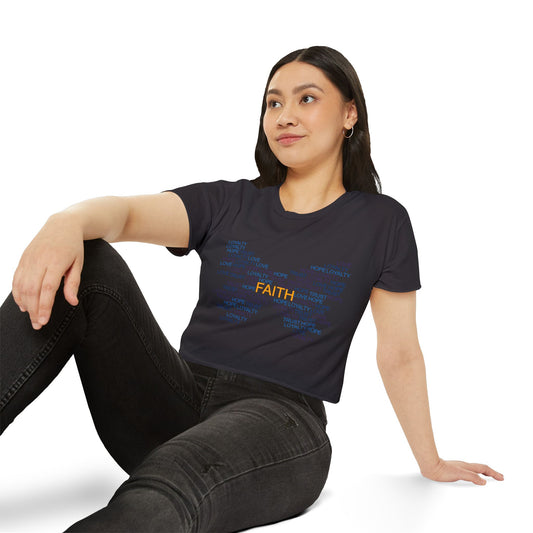 Women's Festival Crop Top with Faith Design, Boho Style Tee, Summer Festival Top, Inspirational Apparel, Gift for Her