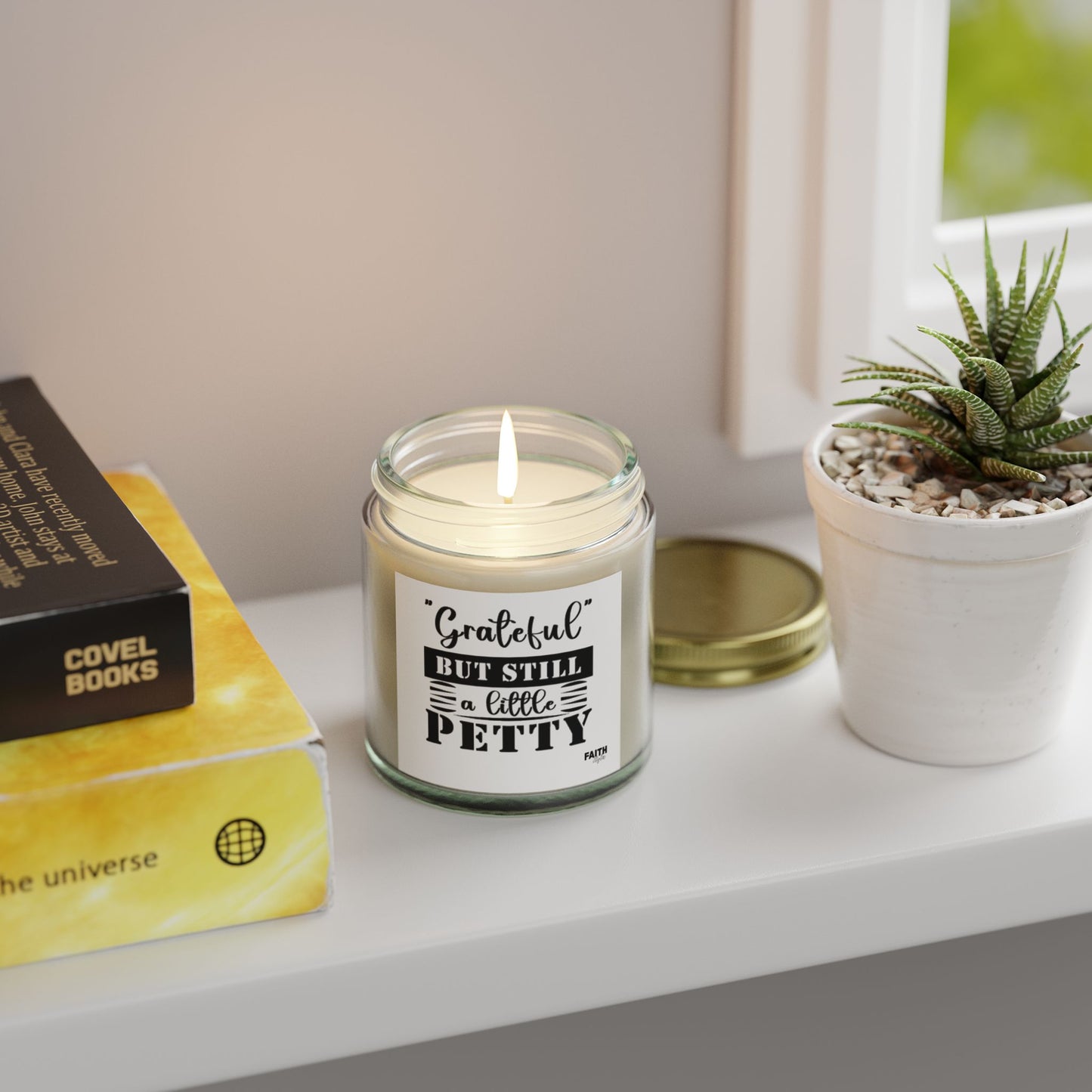 FaithStyles "GRATEFUL, YET PETTY" Scented Wax Candles, Coconut Apricot Wax (4oz, 9oz)