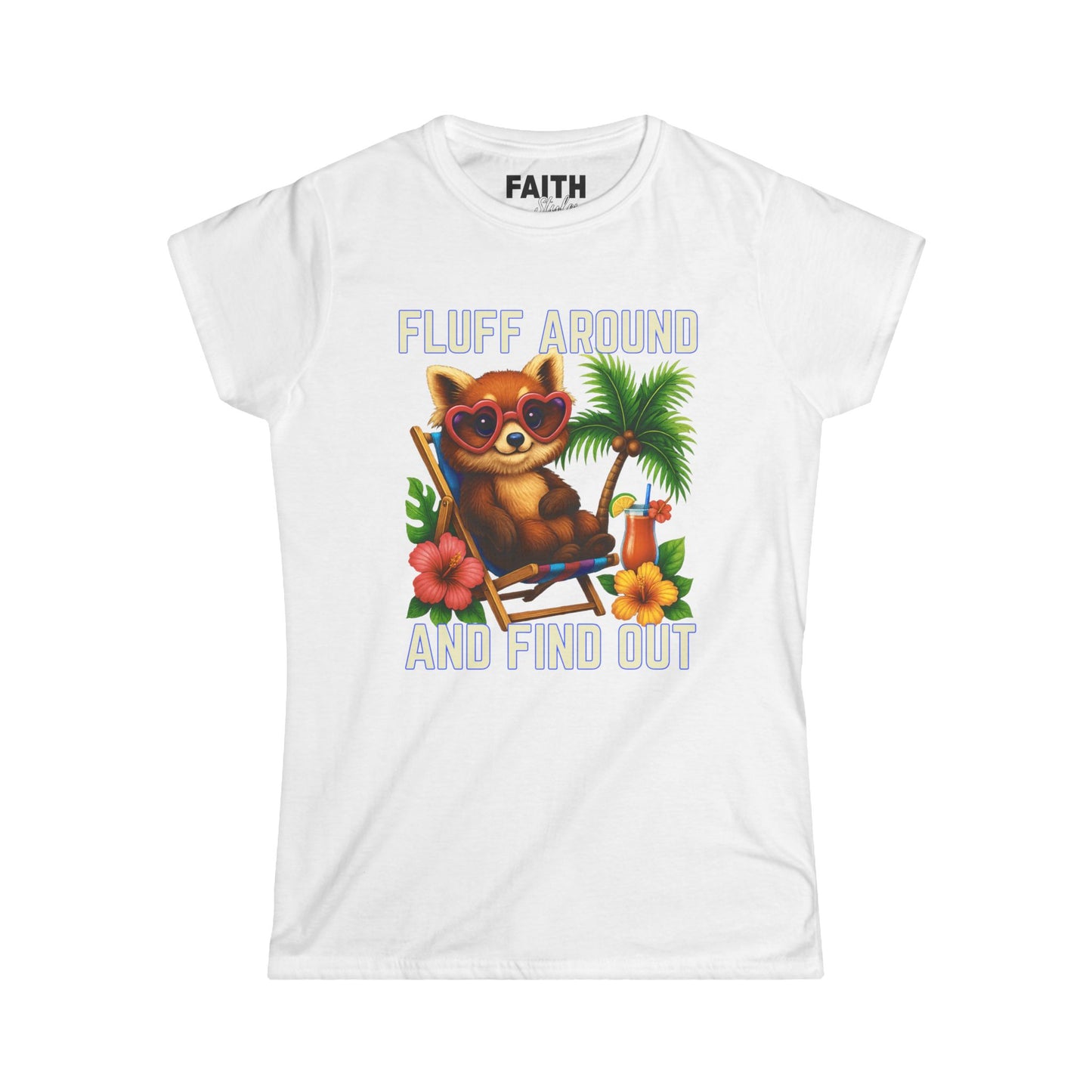 Charming Cat Themed Women's Softstyle Tee | Summer Vibes T-Shirt, Cute Cat Top, Beachy Fun Shirt, Gift for Cat Lovers, Relaxed Wear