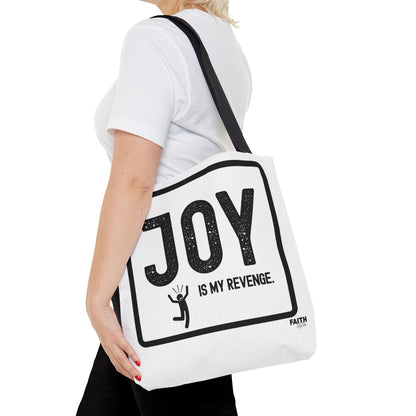 FaithStyles Joy Is My Revenge Tote Bag — Inspirational Graphic Canvas Tote