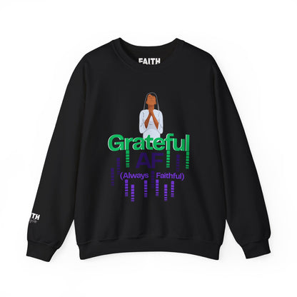 Women Grateful AF Crewneck Sweatshirt | Cozy Unisex Pullover for Thanksgiving, Gifts, and Everyday Wear