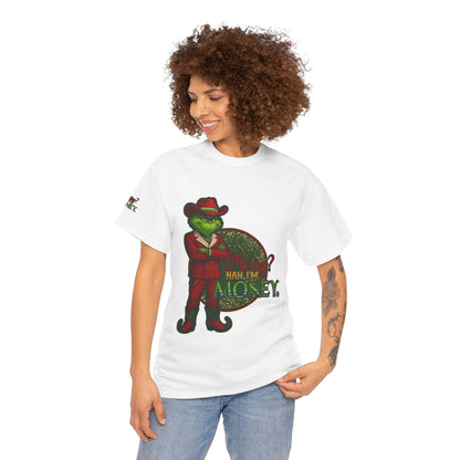 Grinch Inspired in Red Suit Tee — "Nah, I’m Money" Christmas Graphic T-Shirt