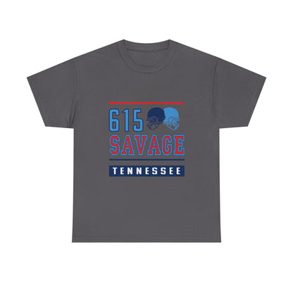 615 Savage Tennessee Male Heavy Cotton Tee - Casual Wear, Sports Fan Apparel, Gift for Him/Her, Tennessee Pride Shirt, Everyday Comfort