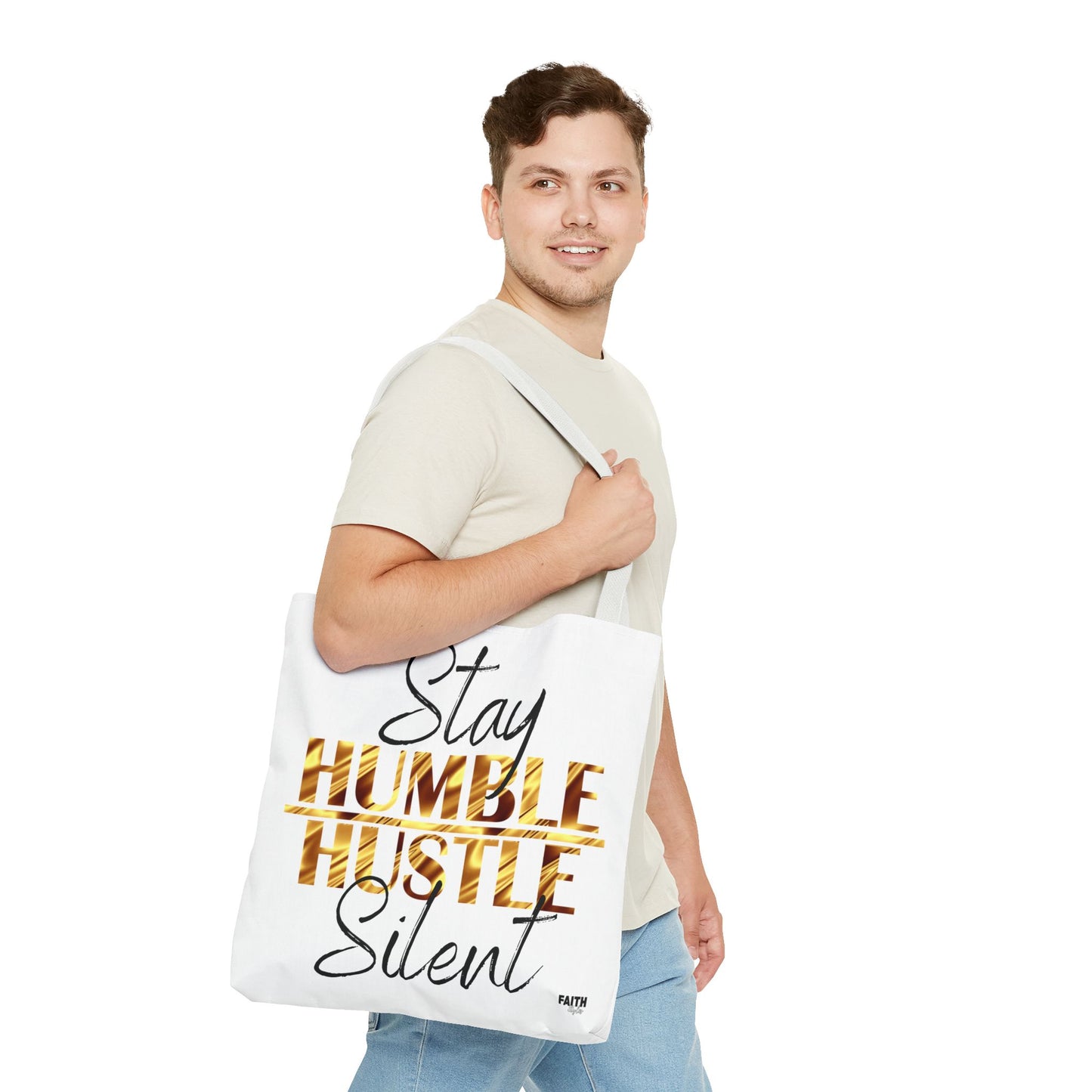 FaithStyles Stay Humble Hustle Silent Tote Bag — Motivational Leopard Print Canvas Tote