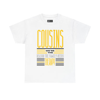 Cousins Therapy Tees, Family Reunion Shirt, Casual Wear, Gift for Cousins, Fun Family Quote Tee