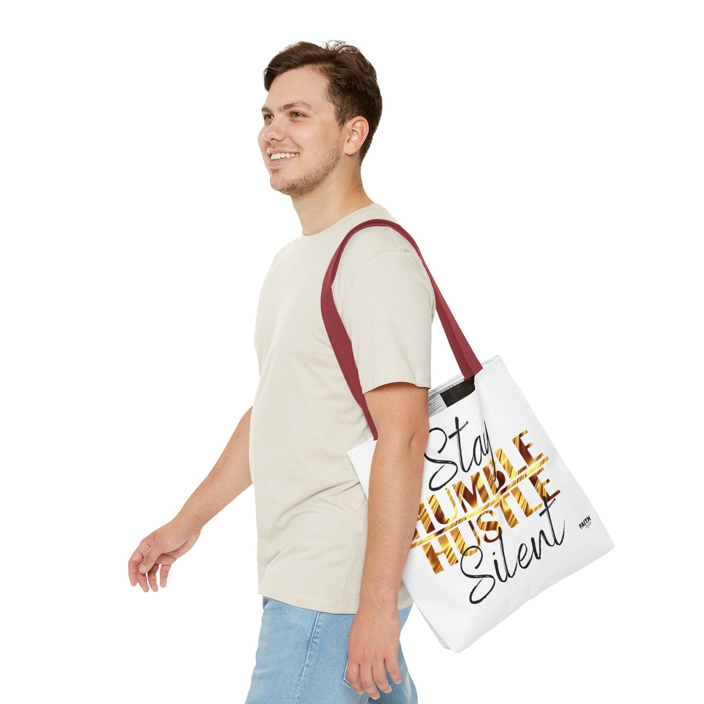 FaithStyles Stay Humble Hustle Silent Tote Bag — Motivational Leopard Print Canvas Tote
