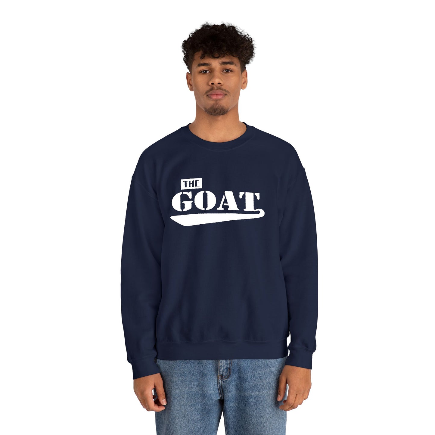 NEW FaithStyles Embroidery The GOAT Crewneck Sweatshirt – Bold White Graphic Pullover