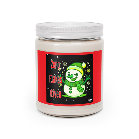 Holiday Soy Candle — “Zero Flakes Given” Snowman Scented Jar (9 oz)