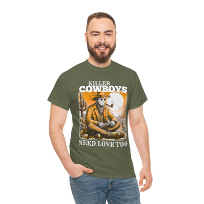 Killer Cowboys Graphic Tee, Unisex Heavy Cotton T-Shirt for Casual Wear, Cowboy Lover Gift, Western Occasion Apparel