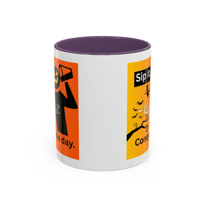 Halloween-Themed Coffee Mug, Sip It Believe It Conquer the Day, Fall Decor, Gift for Pumpkin Lovers, Autumn Kitchenware