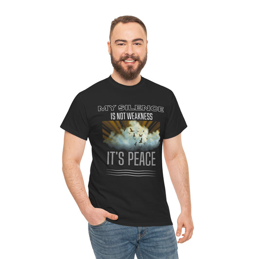 Male Heavy Cotton Tee - "My Silence is Not Weakness, It's Peace" - Inspirational Gift for Mindfulness, Self-Care, and Peace Lovers, [...]