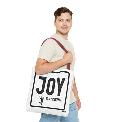 FaithStyles Joy Is My Revenge Tote Bag — Inspirational Graphic Canvas Tote