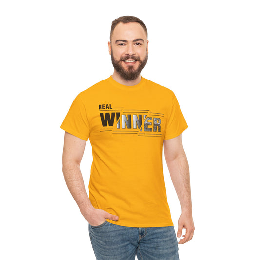 Male Heavy Cotton Tee - "Real Winner" Motivational Shirt, Inspirational Gift, Casual Wear, Sports Tee, Perfect for Competitions, [...]