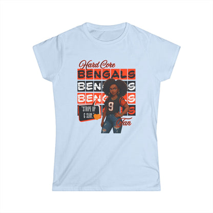 Hardcore Bengals Fan Women's Softstyle Tee, Game Day Shirt, Sports Apparel, Gift for Football Fans, Team Spirit Wear