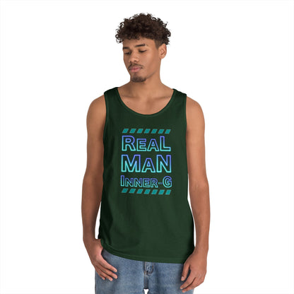 Real Man Inner G Unisex Heavy Cotton Tank Top, Motivational Gym Wear, Summer Fashion, Casual Outift, Gift for Him, Inspirational Tank