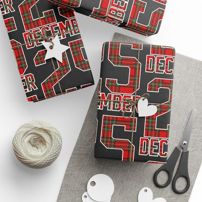 Wrapping Paper — Holiday Plaid ‘Merry’ Design