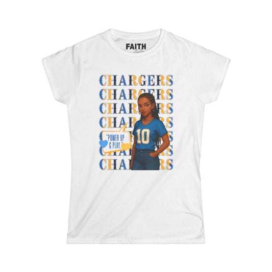 Charger Pride Women's Tee - Softstyle Sporty Shirt, Game Day Apparel, Casual Wear, Fan Fashion, Gift for Her