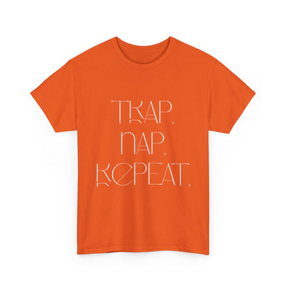 Unisex Heavy Cotton Tee - 'Trap. Nap. Repeat.' Motivational Shirt for Relaxation and Leisure
