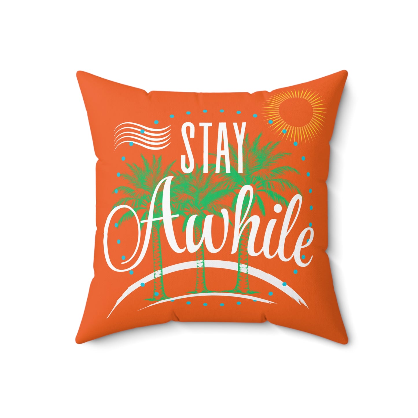 Autumn Tropical Stay Awhile Pillow, Beach Decor, Summer Vibes, Cozy Home Accent, Gift for Beach Lovers, Relaxation Decor
