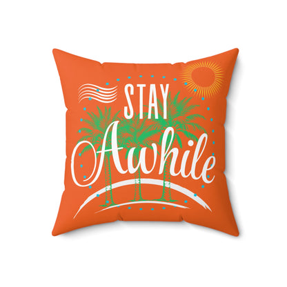 Autumn Tropical Stay Awhile Pillow, Beach Decor, Summer Vibes, Cozy Home Accent, Gift for Beach Lovers, Relaxation Decor