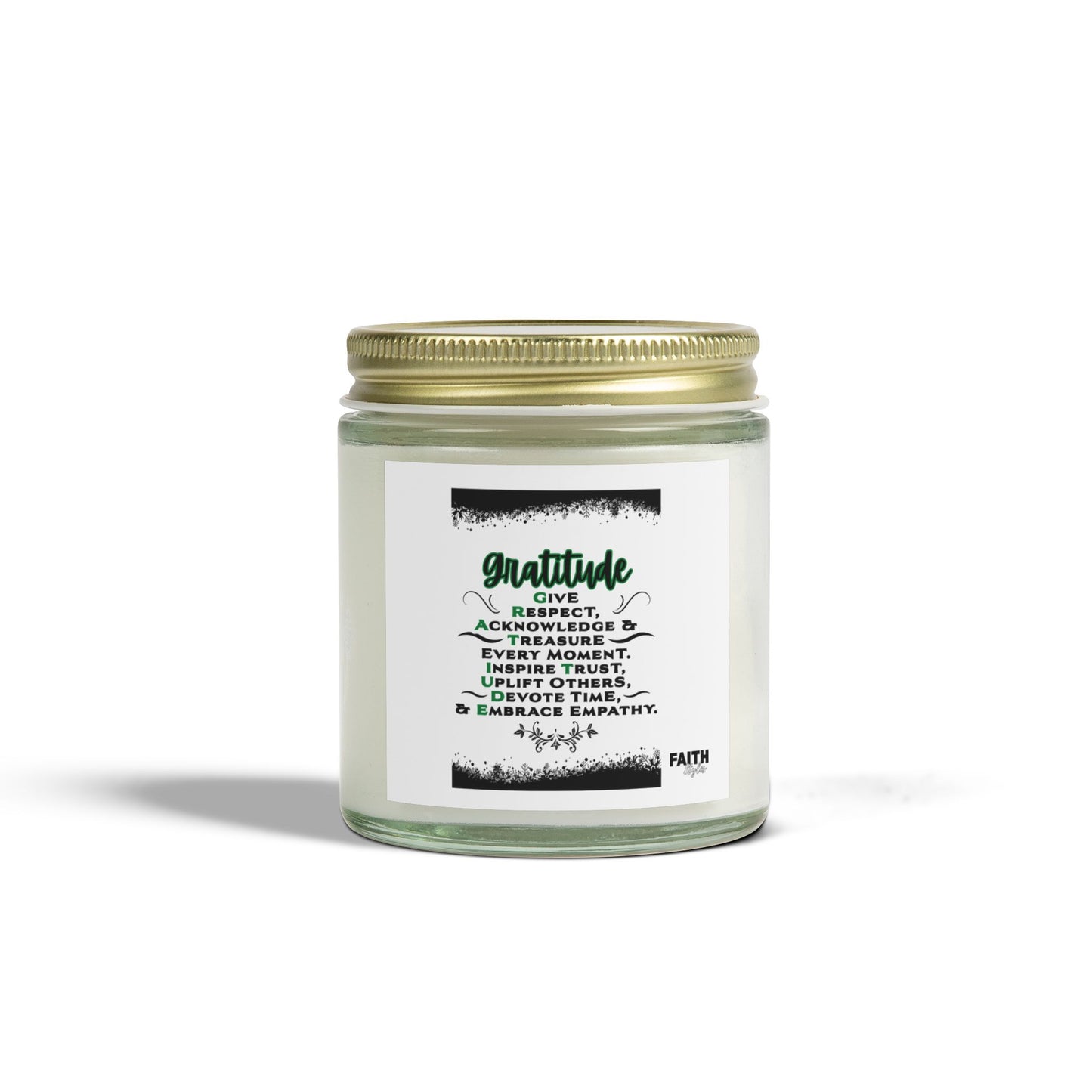 FaithStyles "GRATITUDE" Scented Wax Candles, Coconut Apricot Wax (4oz, 9oz)
