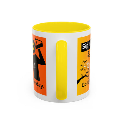Halloween-Themed Coffee Mug, Sip It Believe It Conquer the Day, Fall Decor, Gift for Pumpkin Lovers, Autumn Kitchenware
