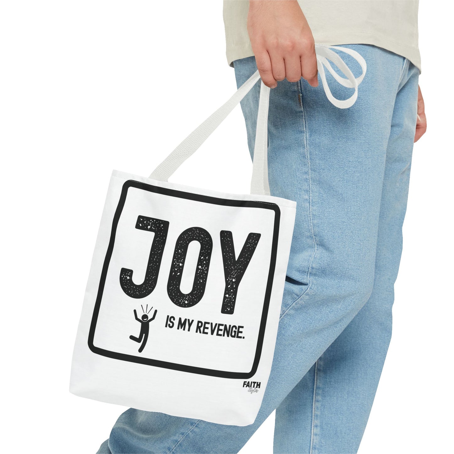 FaithStyles Joy Is My Revenge Tote Bag — Inspirational Graphic Canvas Tote
