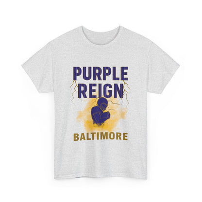 Purple Reign Male Cotton Tee - Bold Style for Baltimore Fans, Casual