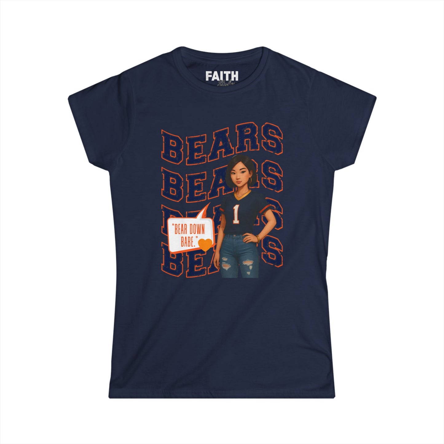 Cheerful Bears Women's Tee, Sports Fan Shirt, Casual Wear, Game Day Outfit, Birthday Gift, Women's Graphic Tee