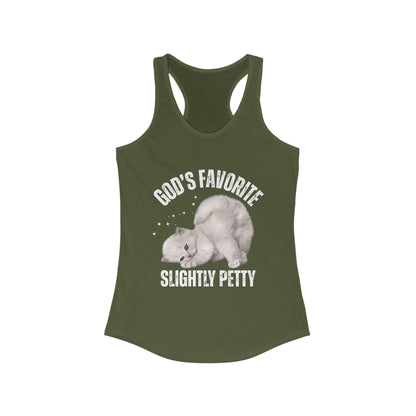 Funny Cat Tank Top, Women's Racerback, God’s Favorite, Perfect Gift for Cat Lovers, Casual Wear, Pet Owner Apparel