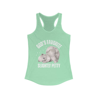Funny Cat Tank Top, Women's Racerback, God’s Favorite, Perfect Gift for Cat Lovers, Casual Wear, Pet Owner Apparel