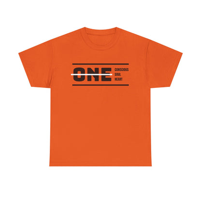 Male's Heavy Cotton Tee - 'ONE' Conscious Soul Heart | Casual Apparel, Gift for Mindfulness, Inspirational Wear, Summer Tee, Everyday Style