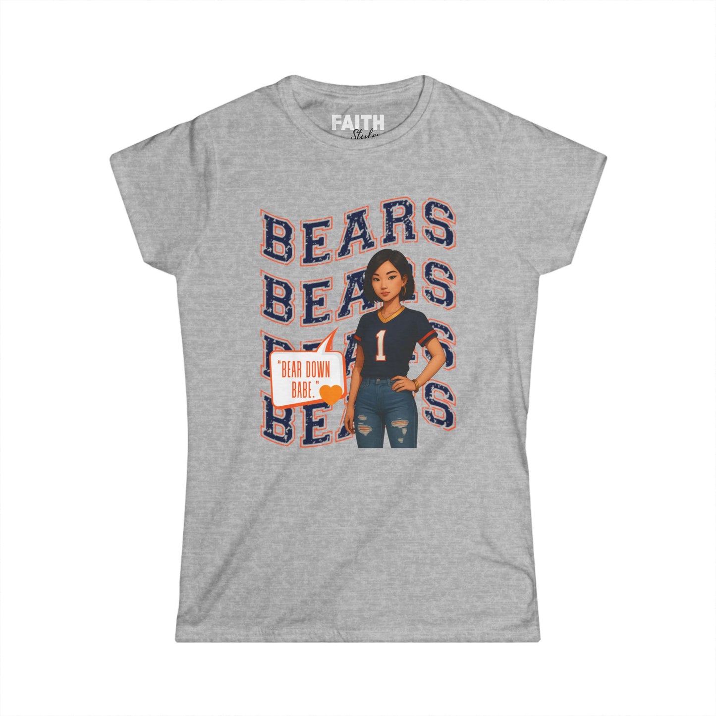 Cheerful Bears Women's Tee, Sports Fan Shirt, Casual Wear, Game Day Outfit, Birthday Gift, Women's Graphic Tee