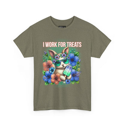 Cute Bunny Graphic Tee for Treat Lovers, Summer Fun Shirt, Animal Lover Gift, Cute Gift for Her, Floral T-Shirt