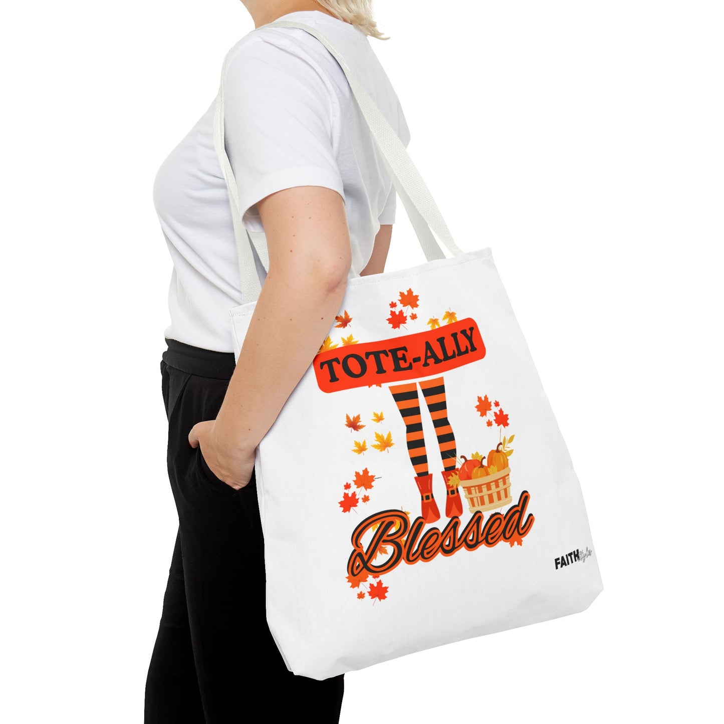 FaithStyles Blessed Holiday Tote Bag, Autumn Tote, Fall Accessories, Gift for Her, Seasonal Shopping Bag, Cute Grocery Bag