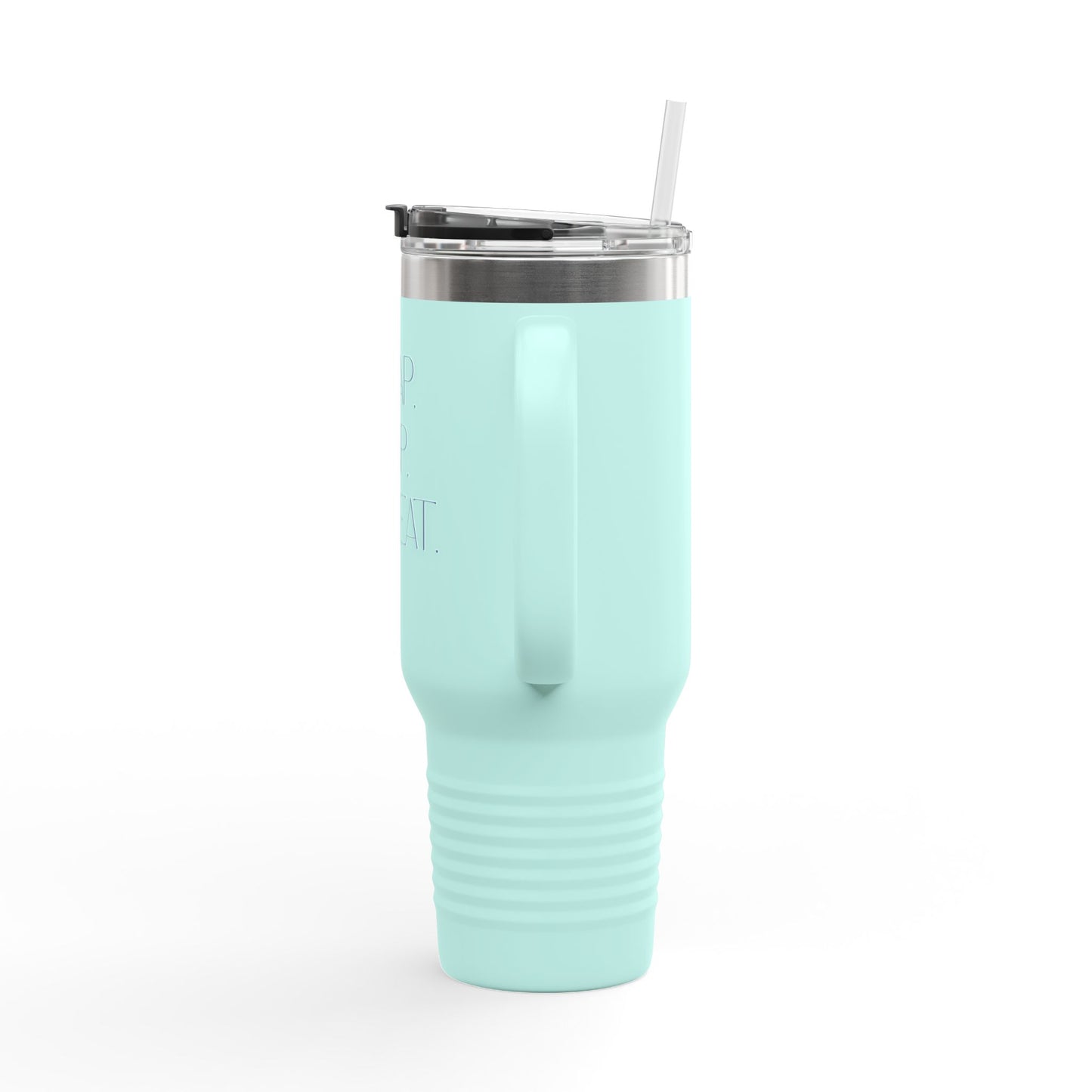 FaithStyles “Trap. Nap. Repeat.” Insulated Travel Tumbler – Stainless Steel Mug with Straw