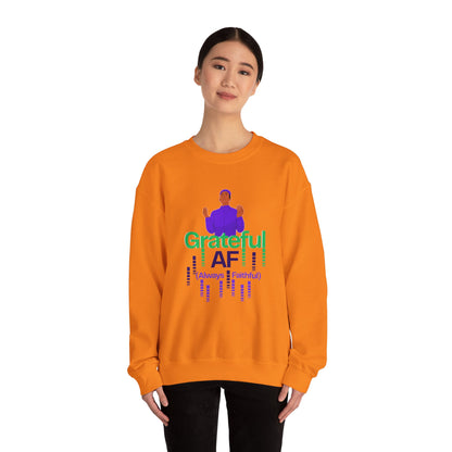 Male Grateful AF Unisex Crewneck Sweatshirt | Cozy Gift for Friends, Thanksgiving Apparel, Everyday Comfort, Gratitude Expression