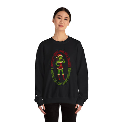 Holiday Goblin Girl Crewneck Sweatshirt — 'Favorite Snack' Christmas Sweatshirt
