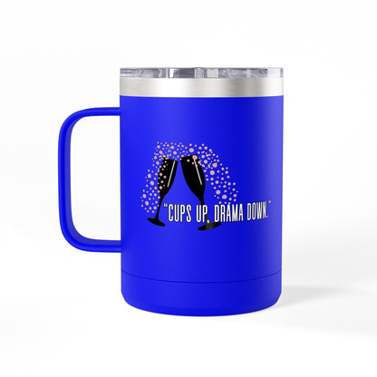 Celebratory Coffee Mug Tumbler, Cheers Gift for Friends, 15oz Drinkware for Parties, Birthdays, Wedding, Fun Gatherings