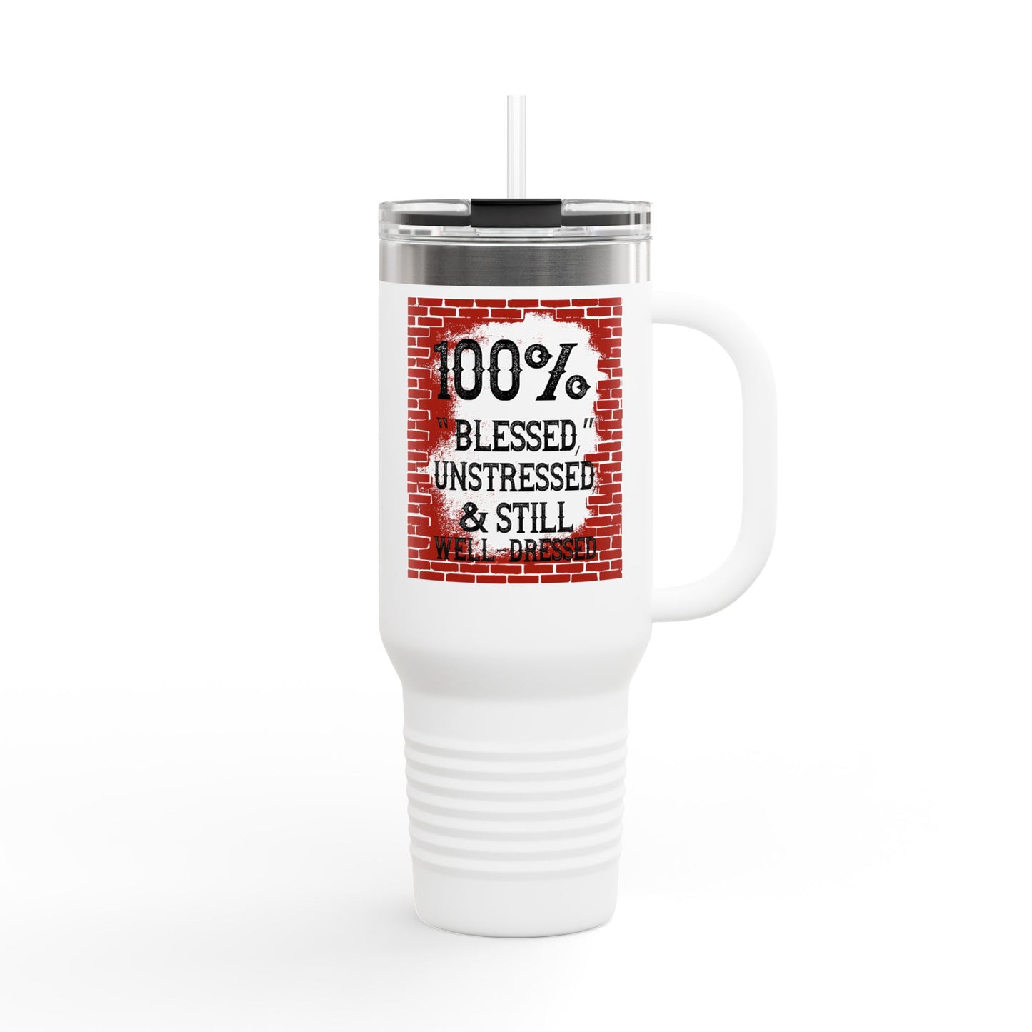 100% Blessed Insulated Travel Mug, 40oz - Perfect for On-the-Go Coffee Lovers, Gift for Friends, Durable Travel Cup, Unique Quote Mug, [...]