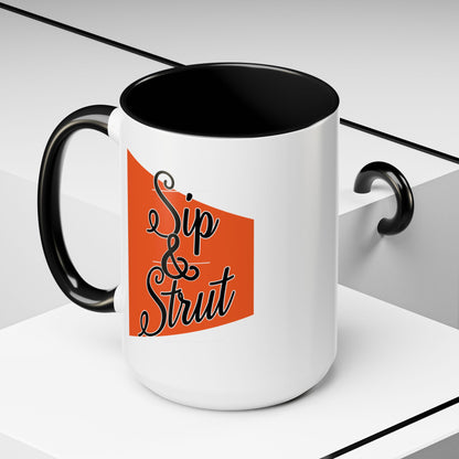 Accent Coffee Mug (11, 15oz) - Sip & Strut Design, Perfect Gift for Coffee Lovers, Home Office Decor, Unique Holiday Present, Ceramic [...]